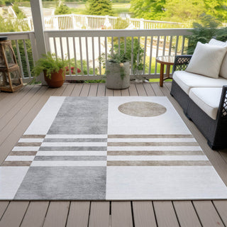 Piper Looms Chantille Geometric ACN2131 Ivory Machine Washable Area Rug Outdoor Lifestyle Image Feature