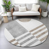 Piper Looms Chantille Geometric ACN2131 Ivory Machine Washable Area Rug Round Lifestyle Image Feature
