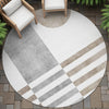 Piper Looms Chantille Geometric ACN2131 Ivory Machine Washable Area Rug Round Outdoor Lifestyle Image Feature