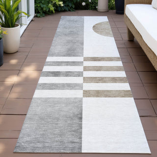 Piper Looms Chantille Geometric ACN2131 Ivory Machine Washable Area Rug Runner Outdoor Lifestyle Image Feature