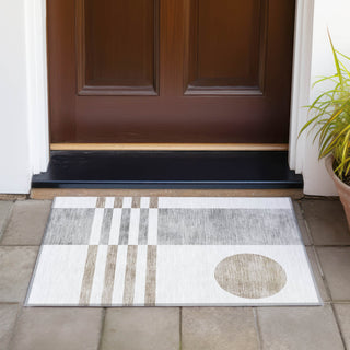 Piper Looms Chantille Geometric ACN2131 Ivory Machine Washable Area Rug Scatter Outdoor Lifestyle Image Feature