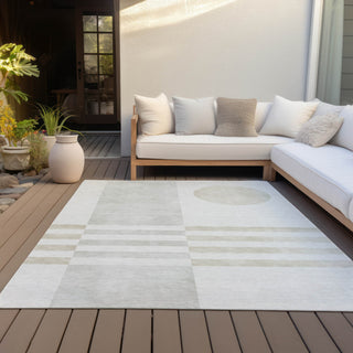 Piper Looms Chantille Geometric ACN2131 Linen Machine Washable Area Rug Outdoor Lifestyle Image Feature