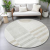Piper Looms Chantille Geometric ACN2131 Linen Machine Washable Area Rug Round Lifestyle Image Feature