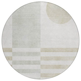 Piper Looms Chantille Geometric ACN2131 Linen Machine Washable Area Rug Round Main Image