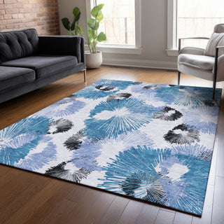 Piper Looms Chantille Floral ACN2132 Blue Machine Washable Area Rug Lifestyle Image Feature