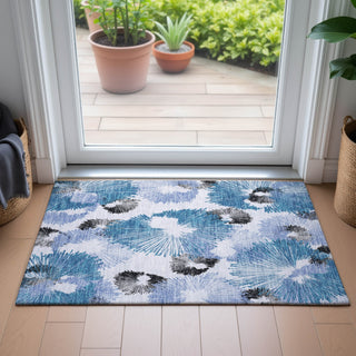 Piper Looms Chantille Floral ACN2132 Blue Machine Washable Area Rug Scatter Lifestyle Image Feature