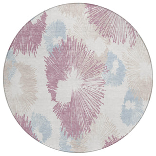 Piper Looms Chantille Floral ACN2132 Blush Machine Washable Area Rug Round Main Image