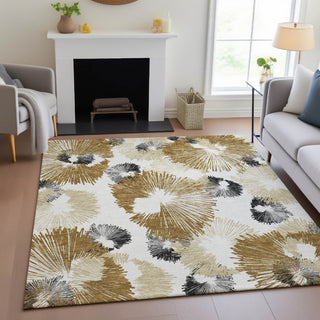 Piper Looms Chantille Floral ACN2132 Chocolate Machine Washable Area Rug Lifestyle Image Feature
