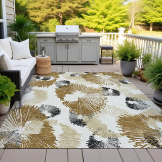 Piper Looms Chantille Floral ACN2132 Chocolate Machine Washable Area Rug Outdoor Lifestyle Image Feature