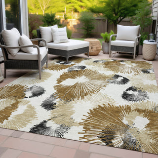 Piper Looms Chantille Floral ACN2132 Chocolate Machine Washable Area Rug Outdoor Lifestyle Image Feature