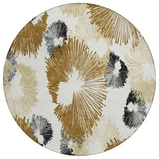 Piper Looms Chantille Floral ACN2132 Chocolate Machine Washable Area Rug Round Main Image