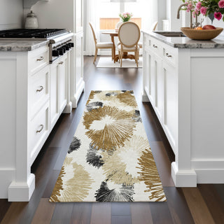Piper Looms Chantille Floral ACN2132 Chocolate Machine Washable Area Rug Runner Lifestyle Image Feature