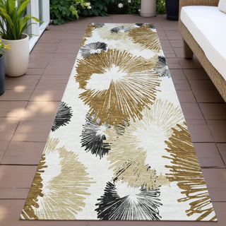 Piper Looms Chantille Floral ACN2132 Chocolate Machine Washable Area Rug Runner Outdoor Lifestyle Image Feature