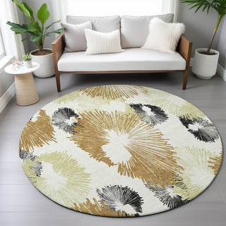 Piper Looms Chantille Floral ACN2132 Copper Machine Washable Area Rug Round Lifestyle Image Feature