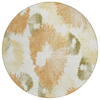 Piper Looms Chantille Floral ACN2132 Coral Machine Washable Area Rug Round Main Image
