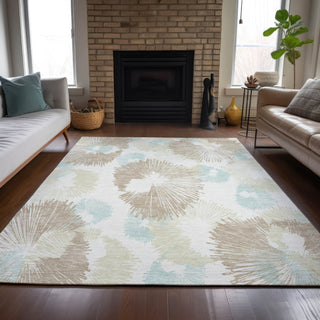 Piper Looms Chantille Floral ACN2132 Mocha Machine Washable Area Rug Lifestyle Image Feature