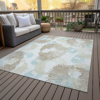 Piper Looms Chantille Floral ACN2132 Mocha Machine Washable Area Rug Outdoor Lifestyle Image Feature