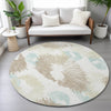 Piper Looms Chantille Floral ACN2132 Mocha Machine Washable Area Rug Round Lifestyle Image Feature