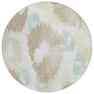 Piper Looms Chantille Floral ACN2132 Mocha Machine Washable Area Rug Round Main Image