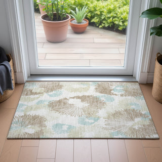 Piper Looms Chantille Floral ACN2132 Mocha Machine Washable Area Rug Scatter Lifestyle Image Feature