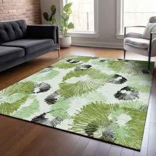 Piper Looms Chantille Floral ACN2132 Olive Machine Washable Area Rug Lifestyle Image Feature