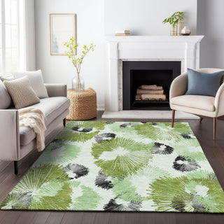 Piper Looms Chantille Floral ACN2132 Olive Machine Washable Area Rug Lifestyle Image Feature