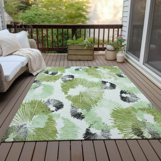 Piper Looms Chantille Floral ACN2132 Olive Machine Washable Area Rug Outdoor Lifestyle Image Feature