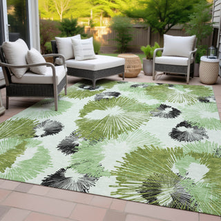 Piper Looms Chantille Floral ACN2132 Olive Machine Washable Area Rug Outdoor Lifestyle Image Feature