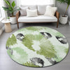 Piper Looms Chantille Floral ACN2132 Olive Machine Washable Area Rug Round Lifestyle Image Feature