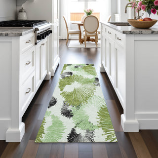 Piper Looms Chantille Floral ACN2132 Olive Machine Washable Area Rug Runner Lifestyle Image Feature