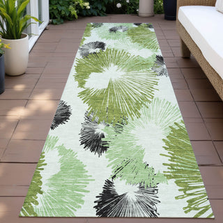 Piper Looms Chantille Floral ACN2132 Olive Machine Washable Area Rug Runner Outdoor Lifestyle Image Feature