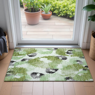 Piper Looms Chantille Floral ACN2132 Olive Machine Washable Area Rug Scatter Lifestyle Image Feature