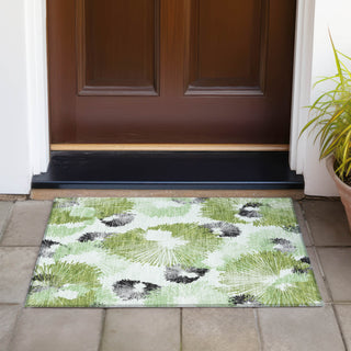 Piper Looms Chantille Floral ACN2132 Olive Machine Washable Area Rug Scatter Outdoor Lifestyle Image Feature
