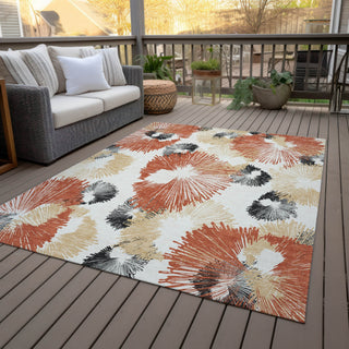 Piper Looms Chantille Floral ACN2132 Paprika Machine Washable Area Rug Outdoor Lifestyle Image Feature
