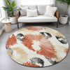 Piper Looms Chantille Floral ACN2132 Paprika Machine Washable Area Rug Round Lifestyle Image Feature