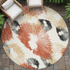 Piper Looms Chantille Floral ACN2132 Paprika Machine Washable Area Rug Round Outdoor Lifestyle Image Feature
