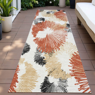 Piper Looms Chantille Floral ACN2132 Paprika Machine Washable Area Rug Runner Outdoor Lifestyle Image Feature