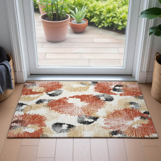 Piper Looms Chantille Floral ACN2132 Paprika Machine Washable Area Rug Scatter Lifestyle Image Feature