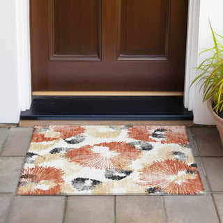 Piper Looms Chantille Floral ACN2132 Paprika Machine Washable Area Rug Scatter Outdoor Lifestyle Image Feature