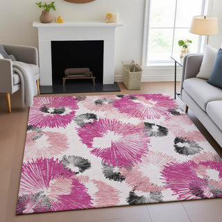 Piper Looms Chantille Floral ACN2132 Pink Machine Washable Area Rug Lifestyle Image Feature