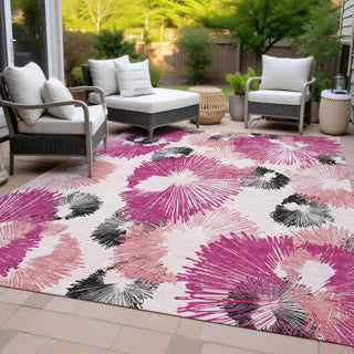 Piper Looms Chantille Floral ACN2132 Pink Machine Washable Area Rug Outdoor Lifestyle Image Feature