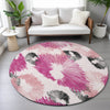 Piper Looms Chantille Floral ACN2132 Pink Machine Washable Area Rug Round Lifestyle Image Feature