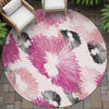 Piper Looms Chantille Floral ACN2132 Pink Machine Washable Area Rug Round Outdoor Lifestyle Image Feature