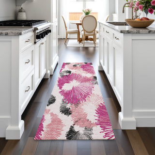 Piper Looms Chantille Floral ACN2132 Pink Machine Washable Area Rug Runner Lifestyle Image Feature