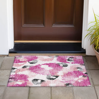 Piper Looms Chantille Floral ACN2132 Pink Machine Washable Area Rug Scatter Outdoor Lifestyle Image Feature