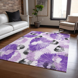 Piper Looms Chantille Floral ACN2132 Purple Machine Washable Area Rug Lifestyle Image Feature