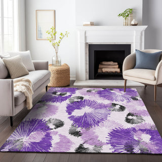 Piper Looms Chantille Floral ACN2132 Purple Machine Washable Area Rug Lifestyle Image Feature