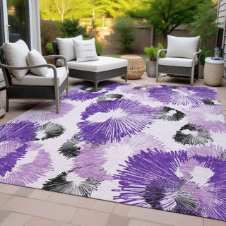 Piper Looms Chantille Floral ACN2132 Purple Machine Washable Area Rug Outdoor Lifestyle Image Feature