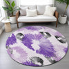Piper Looms Chantille Floral ACN2132 Purple Machine Washable Area Rug Round Lifestyle Image Feature