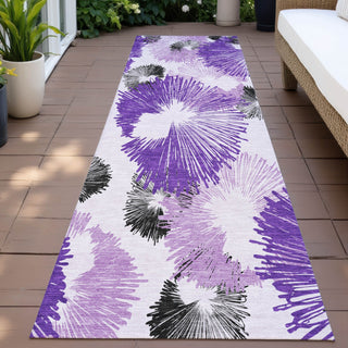 Piper Looms Chantille Floral ACN2132 Purple Machine Washable Area Rug Runner Outdoor Lifestyle Image Feature